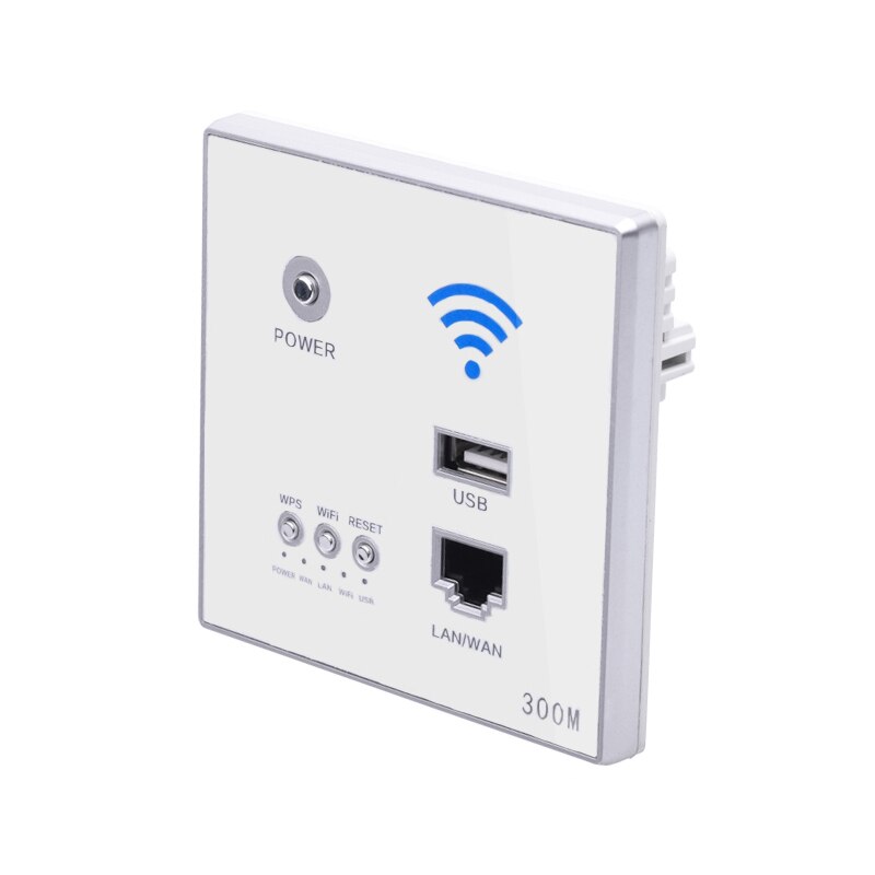 300Mbps Wall Router 110V/220V Power Ap Relay Smart Wireless Wifi Repeater Extender Wall Embedded 2.4Ghz Router Panel Usb Socket: White