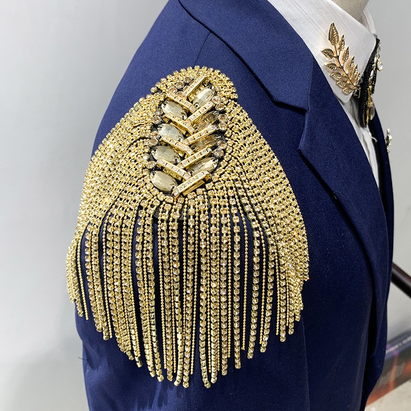 1PCS Handmade Shoulder Jewelry Tassel Rhinestones Epaulettes Clothing Accessories Brooch Epaulet Shoulder Brooches