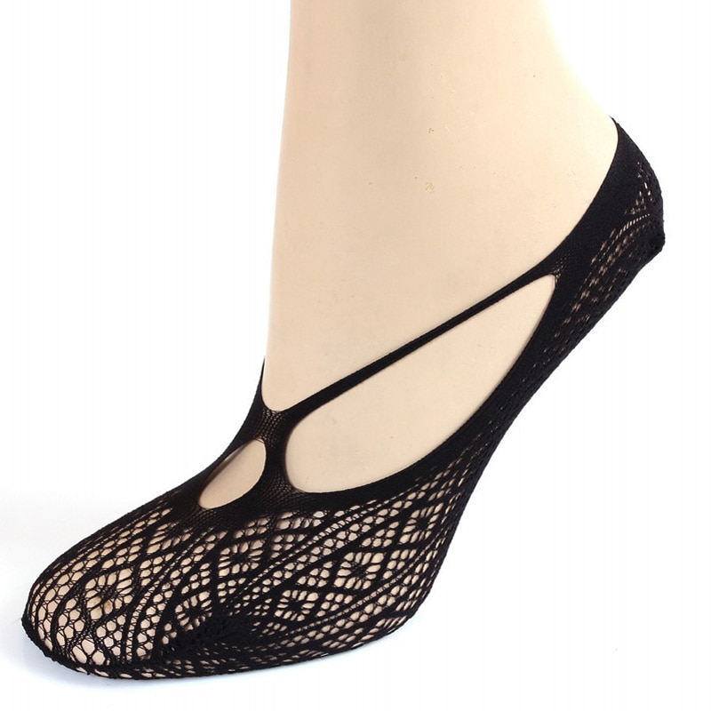 3 pairs Of Cross Boat socks Female Lace Five Finger socks Sling Breathable Mesh Anti-hook Crystal socks