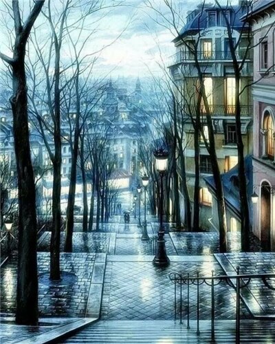 AZQSD Oil Painting By Numbers Landscape DIY Acrylic Paint Coloring By Numbers City Scenery Canvas Pictures Living Room: SZGD8456