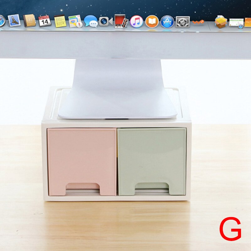 LCD Monitor Stand Holder Bracket with Office Drawer Storage Box Organizer for Desktop FKU66: G