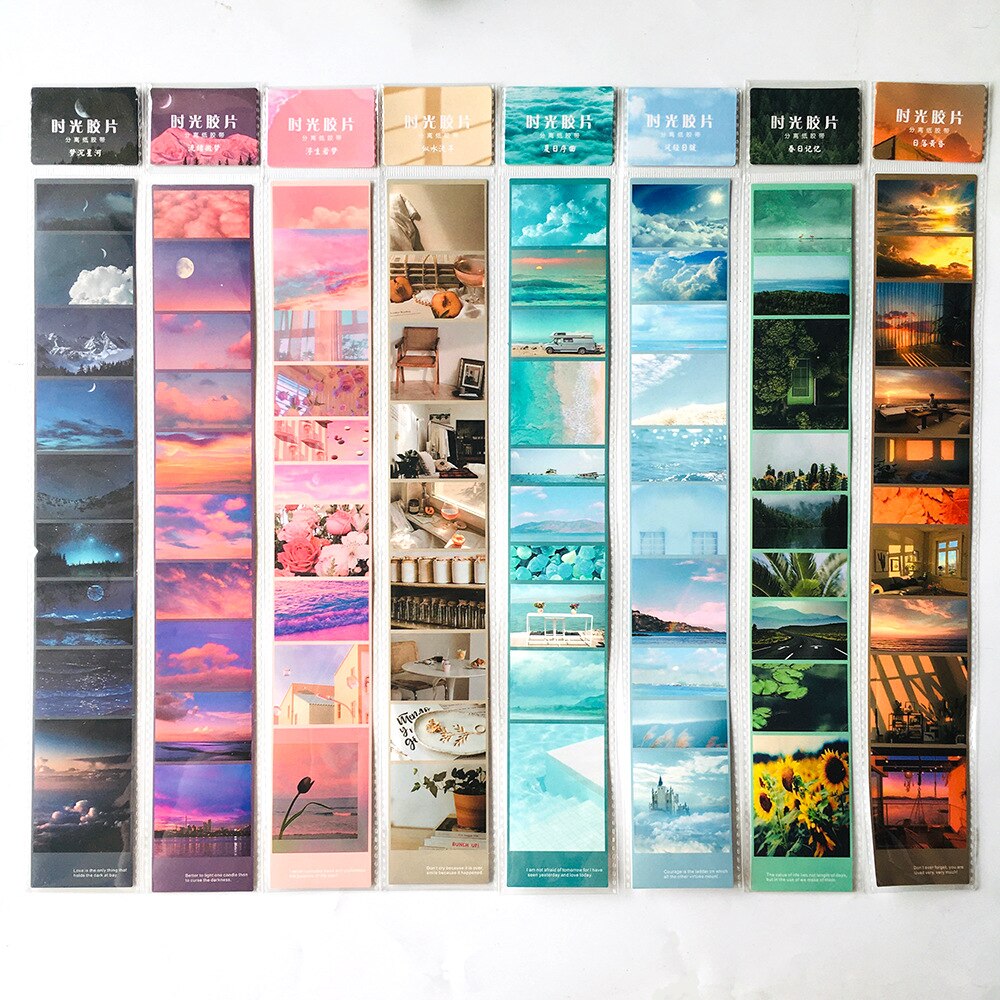 8Pcs/pack Time Fragment Series Journal Decorative Stickers Scrapbooking Stick Label Diary Stationery Album Film Stickers