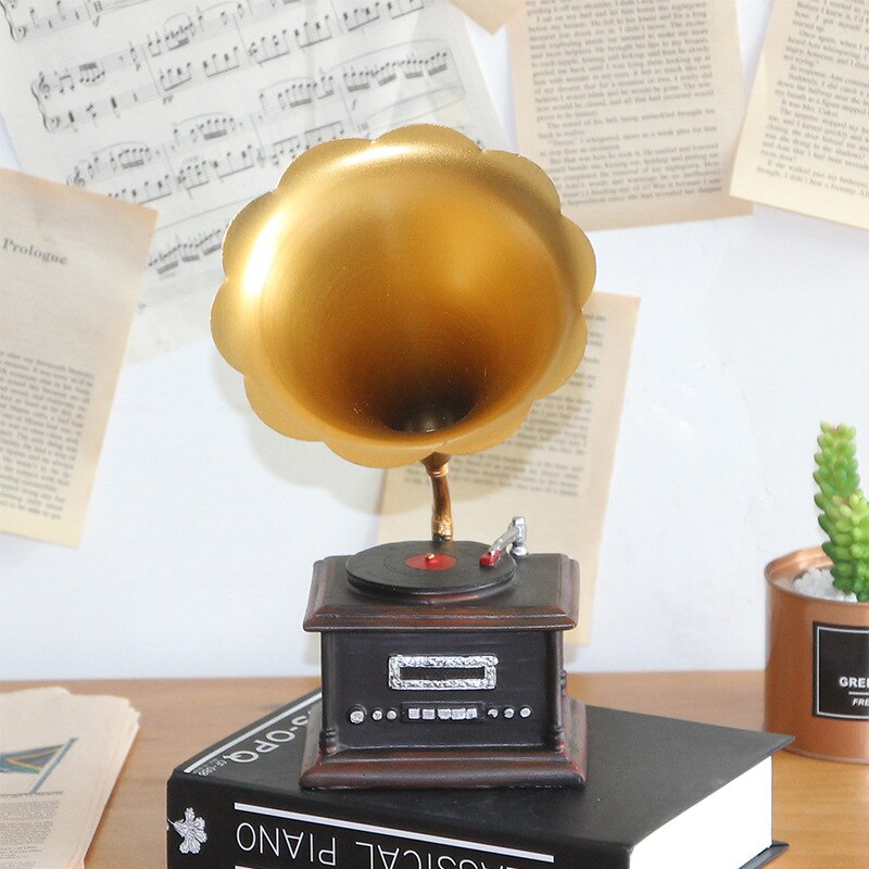 Mobilier rétro résine phonographe petits ornements meuble Tv vin décorations Vintage lecteur de disques Gramophone modèle Antique