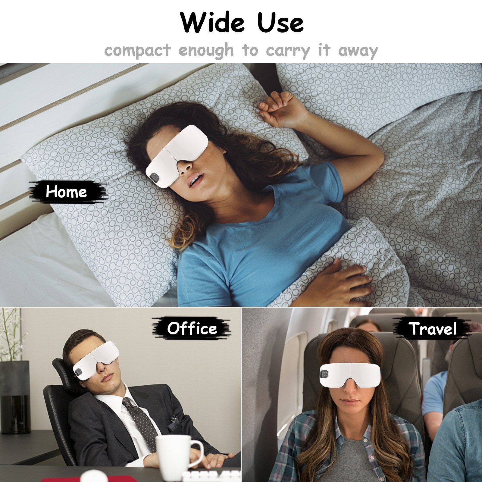 Music Eye Mask Heated Eye Covers Sleeping Foldable Travel Sleeping Mask Built-in Speakers Timer Adjustable Head Strap Eye Mask