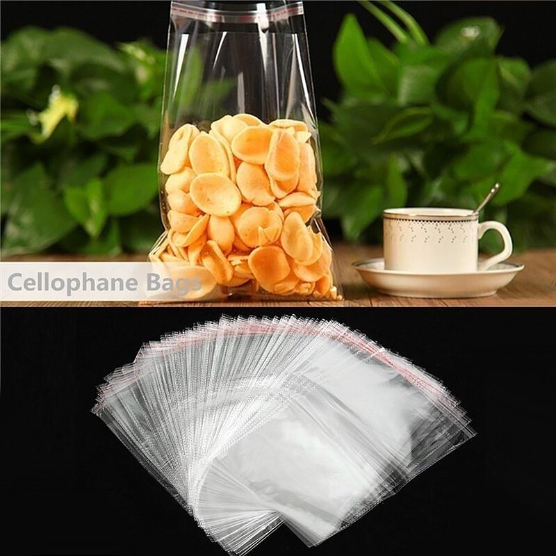 100pcs Transparent Plastic Bags Self Sealing Food Wrap Jewelry Small Bags Home Packaging Storage Kitchen Accessories Pouches