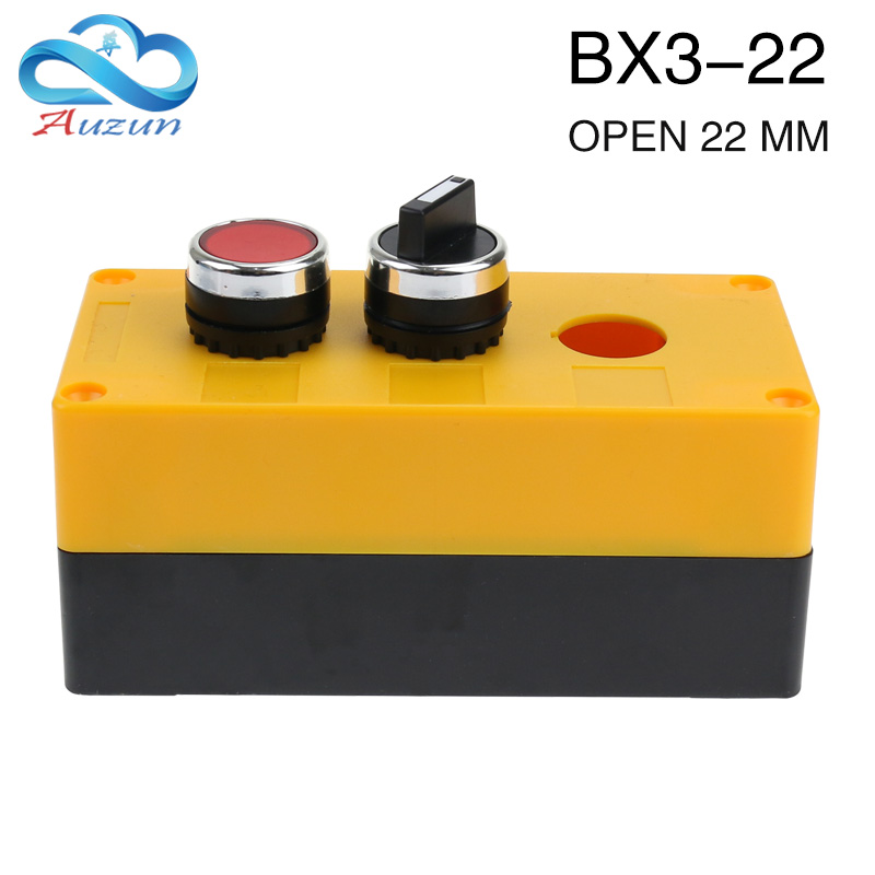 BX3-22 switch control three-hole button box emergency stop switch waterproof box control box three open holes 22mm.