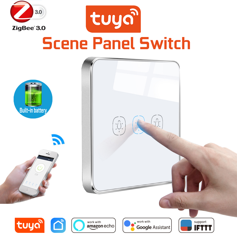 Tuya ZigBee Batterie Schalter, Szene Tafel Schalter Eine Geschmack Automatisierung Arbeits mit TuYa ZigBee Hub, eine-klicken verknüpfung