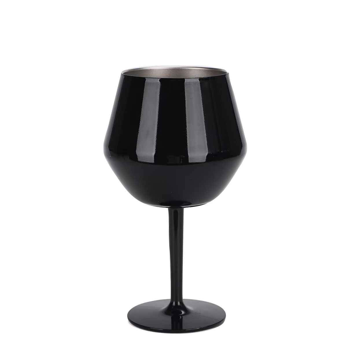 Nueva taza de doble uso de acero inoxidable 304 de 14oz, copa de vino y vaso de café con tallo desmontable, copa de bar con aislamiento al vacío: Negro