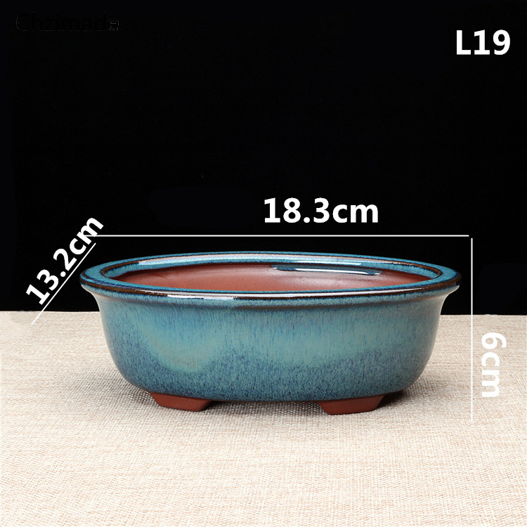 Lychee Life Chinese Ceramic Bonsai Flower Pots Storage Boxes For Flower Green Plants Glazed Pot Planter Diy Crafts Home