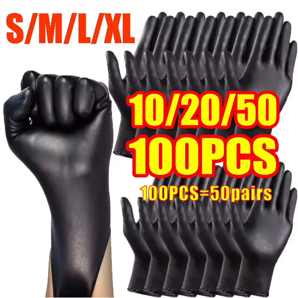 Guantes desechables de nitrilo negro, herramientas de cocina para el hogar, lavado de coches, guantes de trabajo de limpieza del hogar
