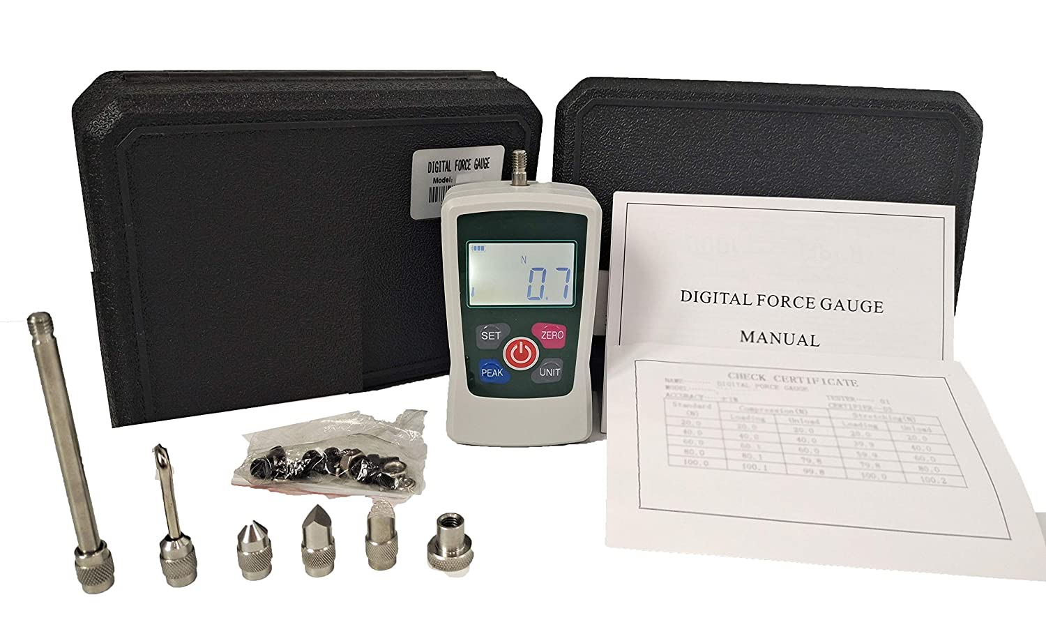 High Resolution Force Gauge with Three Measurement Real Time Peak Four Units First Gravity Acceleration Range 5N