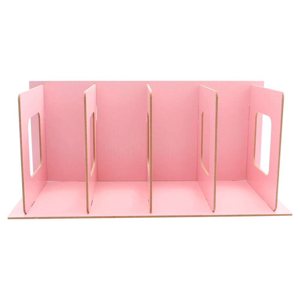 DIY Wooden Bookends Nonskid Heavy Duty Book Ends Supports Home Storage Rack for Books DVDs Magazines (Black): Pink