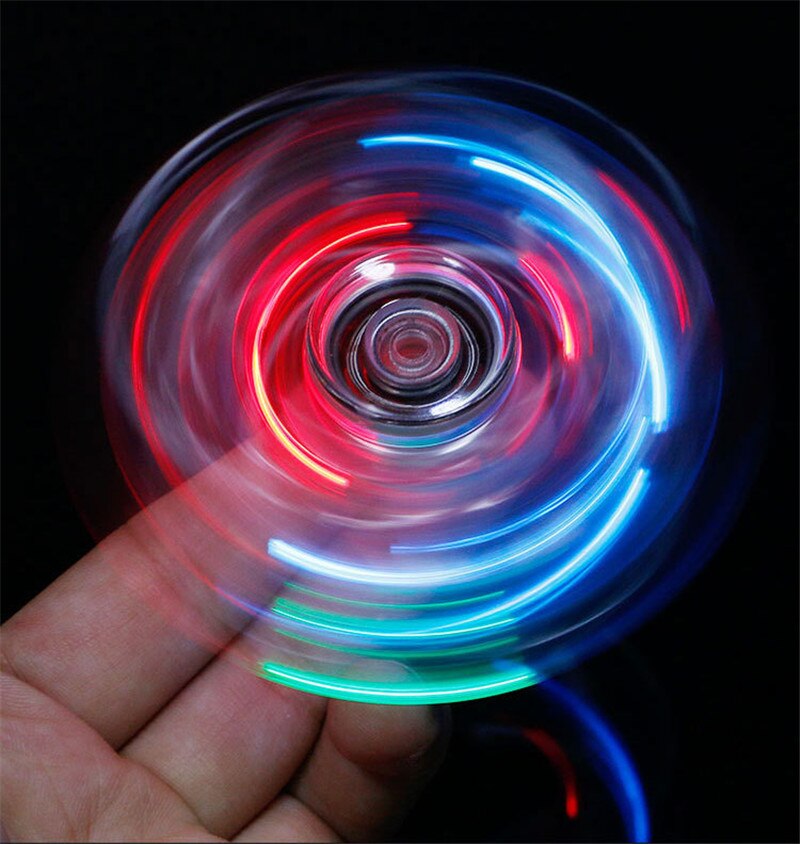 Lysende led lys fidget spinner gennemsigtig farverig stress relief hånd spinner glød i mørket anti-stress legetøj