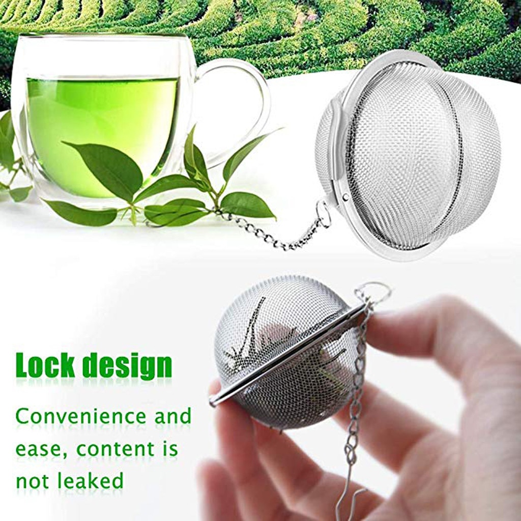 Stainless Steel Strainer Tea Ball Filter Diffuser With Extended Chain Hook 2PC Sphere Mesh Tea Herb Spice Filter Diffuser #