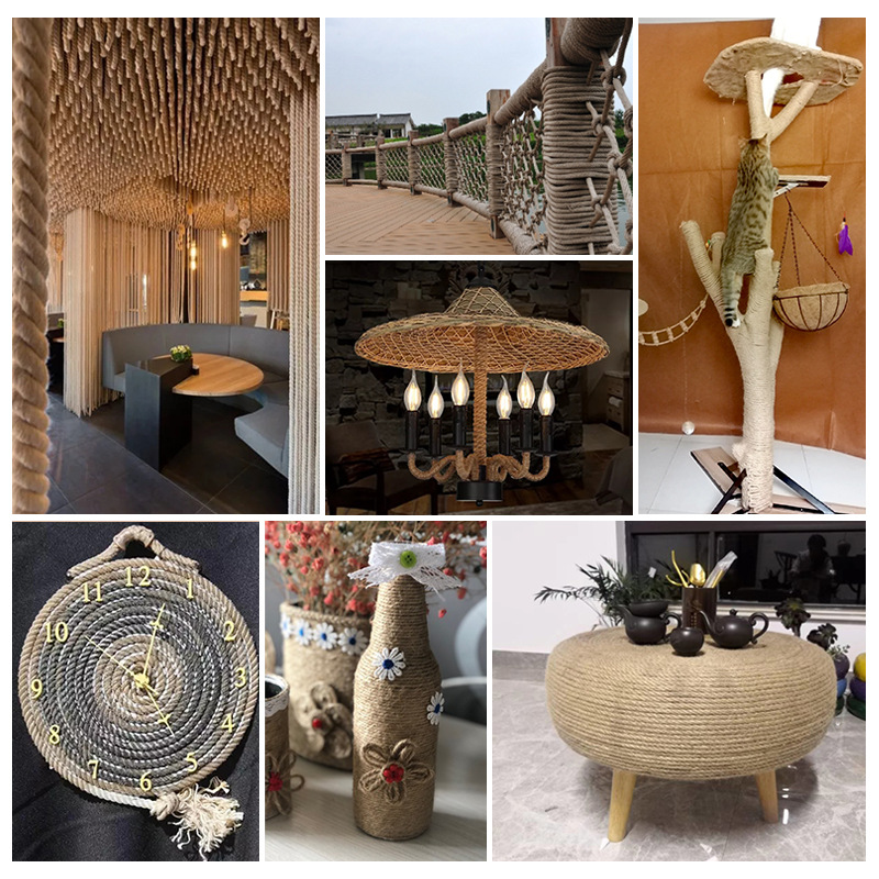 10M Natuurlijke Jute Touw Zware Touw Hennep Gedraaid Koord Macrame String DIY Craft Handgemaakte Decoratie Huisdier Krabben