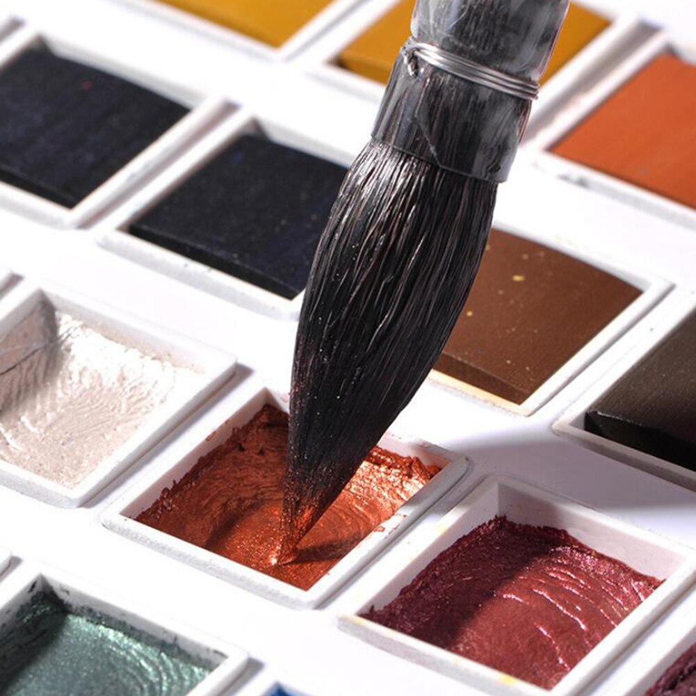 Ensemble de peinture pigmentée aquarelle à paillettes nacrées 12/36/48 couleur avec boîte en fer