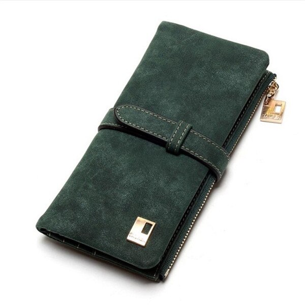 Mode Vrouwen Lange Portemonnee Portemonnee Vrouwelijke Effen Kleur Pu Lederen Carteira Feminina Coin Card Clutch Bag Telefoon Portemonnee: green