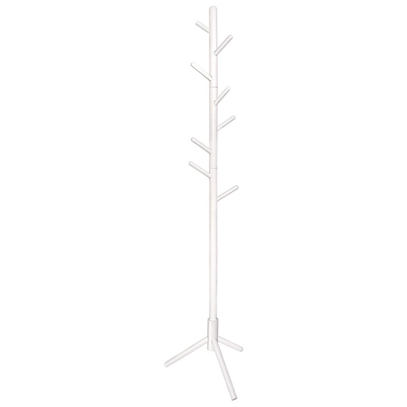 Wooden Coat Rack with Hooks, Free Standing Coat Tree Hanger Stand for Coats, Garment, Hats, in Bedroom: plum