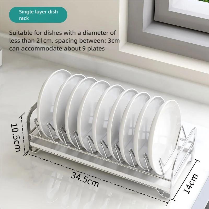Stainless Steel Kitchen Drainage Rack Multifunctional Dish Storage Rack Easy to Dry Not Wet Household Shelf Kitchen Accessories: Black Nickel