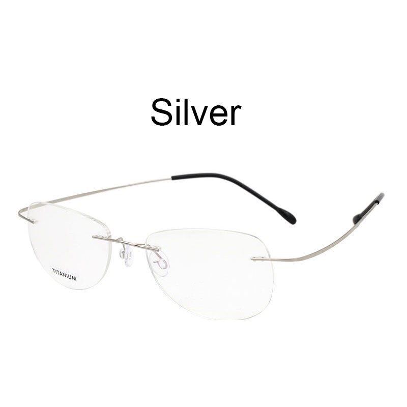 Mode Randloze Brillen Frame Optische Glazen Titanium Memory Alloy Recept Brillen voor Mannen en Vrouwen: Zilver