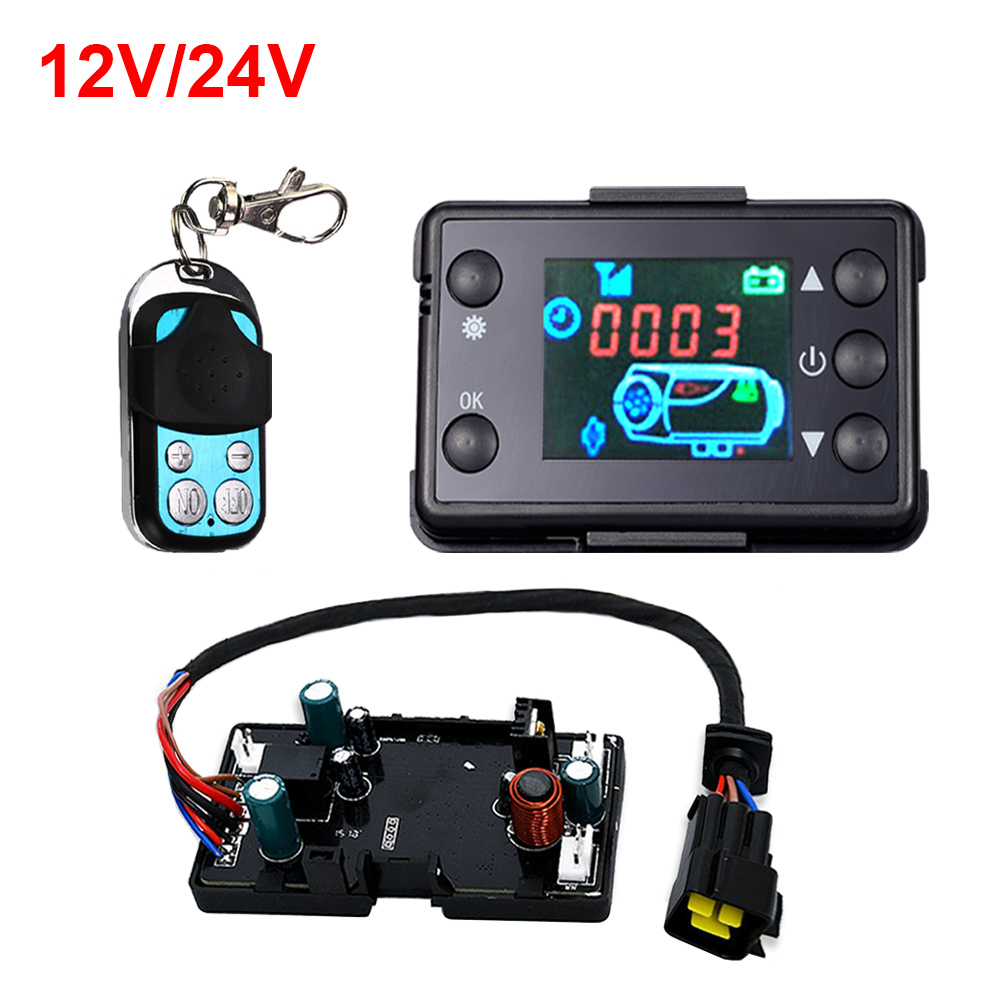 Calefacción estacionaria para motores diésel, calentador de aire de 12V con interruptor y botones, mando a distancia, pantalla LCD, Kit de plástico