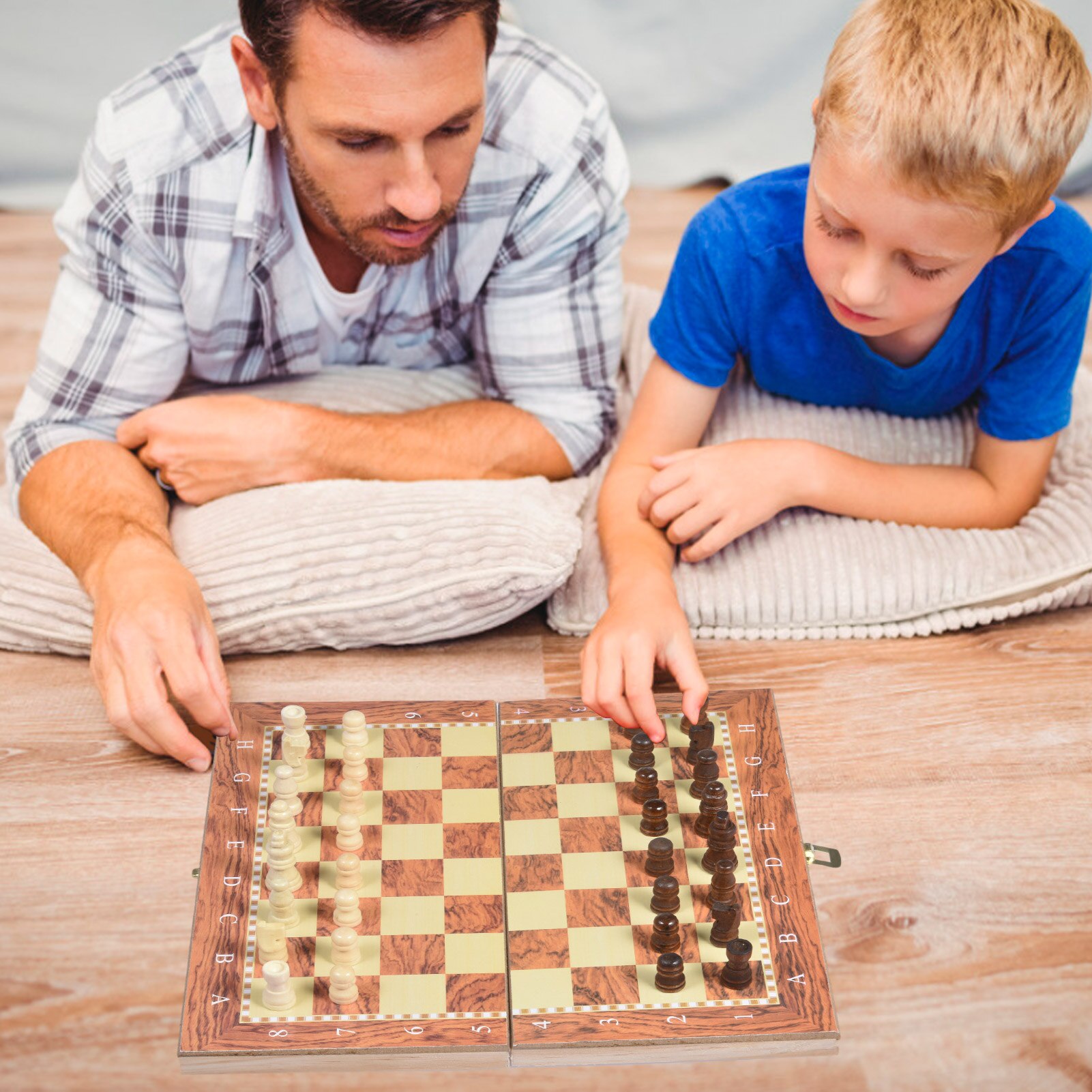 3-in-1 Wooden Chess Set With Folding Chess Board Board Game Piece Chessboard