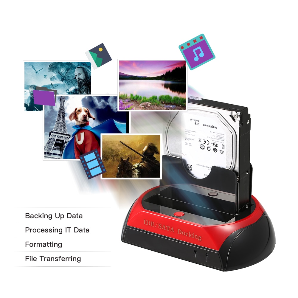 Station d&#39;accueil pour disque dur IDE SATA 2.5 &quot;/3.5&quot;, double HDD, USB 2.0, EU, boîtier externe