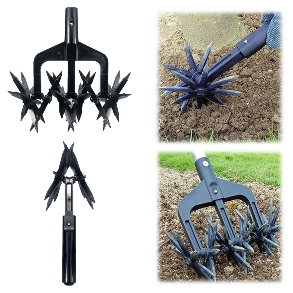 2 in 1 Garden Aerator Garden Soil Scarifier Ventilated Scarifier Gardening Rotary Tiller Rotary Cultivator Tool for Garden Lawn