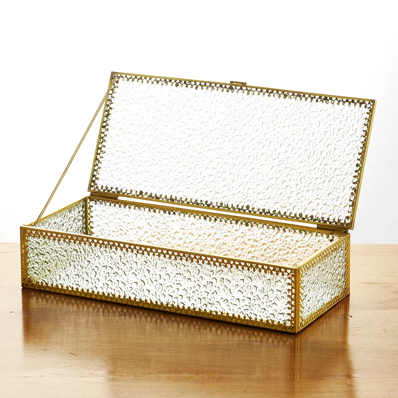 Geometry Glass Jewelry Box Accessories desktop makeup mirror Multifunction Storage Display Boxes & Bins