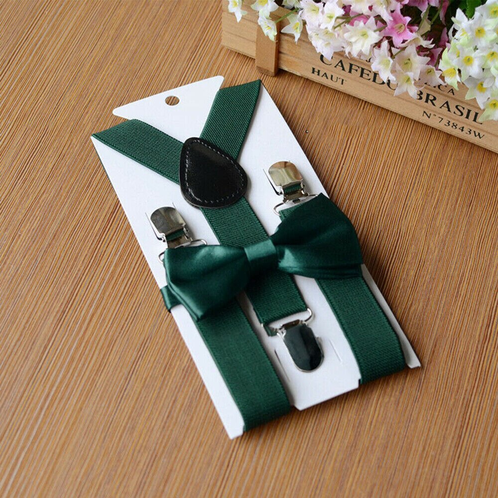 Y powrót muszka pas niemowlę chłopiec dzieci aksamit łuk krawat szelki szelki zestawy krawat garnitur dzieci zaczep na pasek: zielony