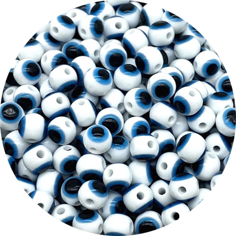 6 8 10mm okrągłe koraliki dystansowe Evil Eye Stripe żywica do tworzenia biżuterii DIY bransoletka naszyjnik Charms # ZZ04