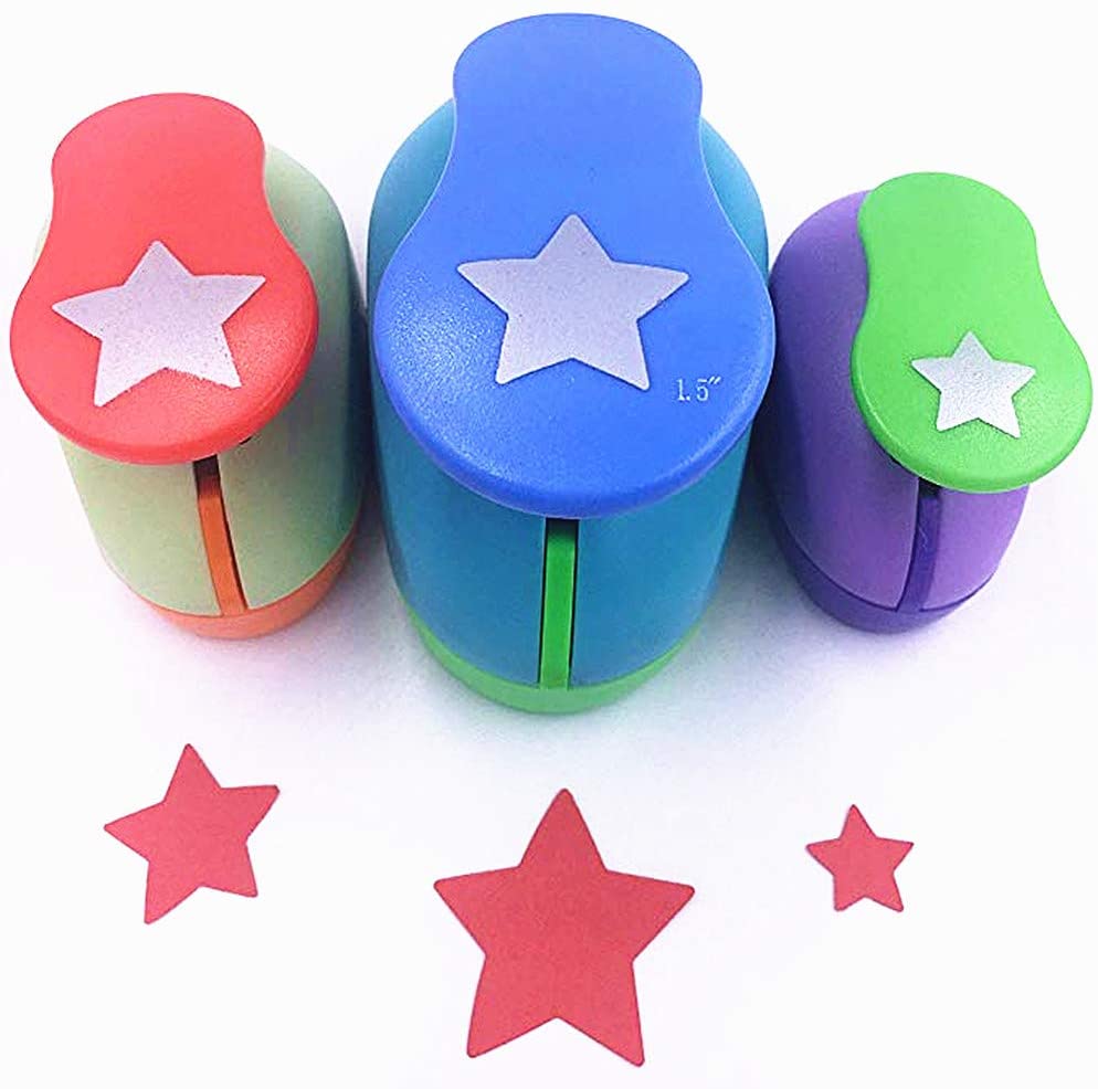 Kamei Arts&Crafts Set of 3PCS Star ( 1.5", 1", 5/8") Craft Punch Set Paper Punch Craft Scrap-booking Eva Punches Tool