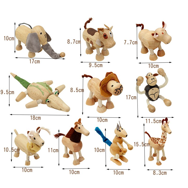 Simulation Holz Tier Puppen kinder Spielzeug Ornamente Serie Kognitiven Frühen Bildung Pädagogisches Baby Spielzeug Hause Dekoration