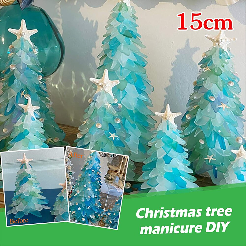 Sea Glass Christmas Tree Unique Marine Creature Ocean Resin DIY Ornament Home Windows Tables Fireplaces Decorative: Default Title