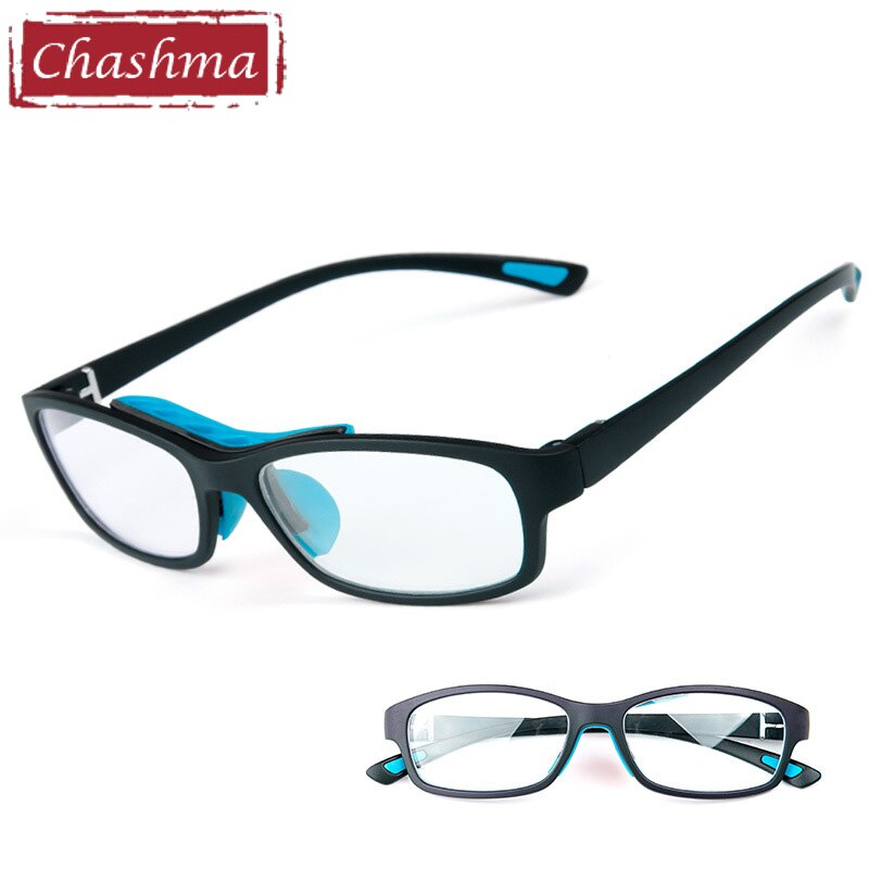 Sport Style Trend Eyeglasses Frames Men TR90 Flexible Light Football Myopia Glasses with Rope Optical Basketball Spectacles: Black Blue