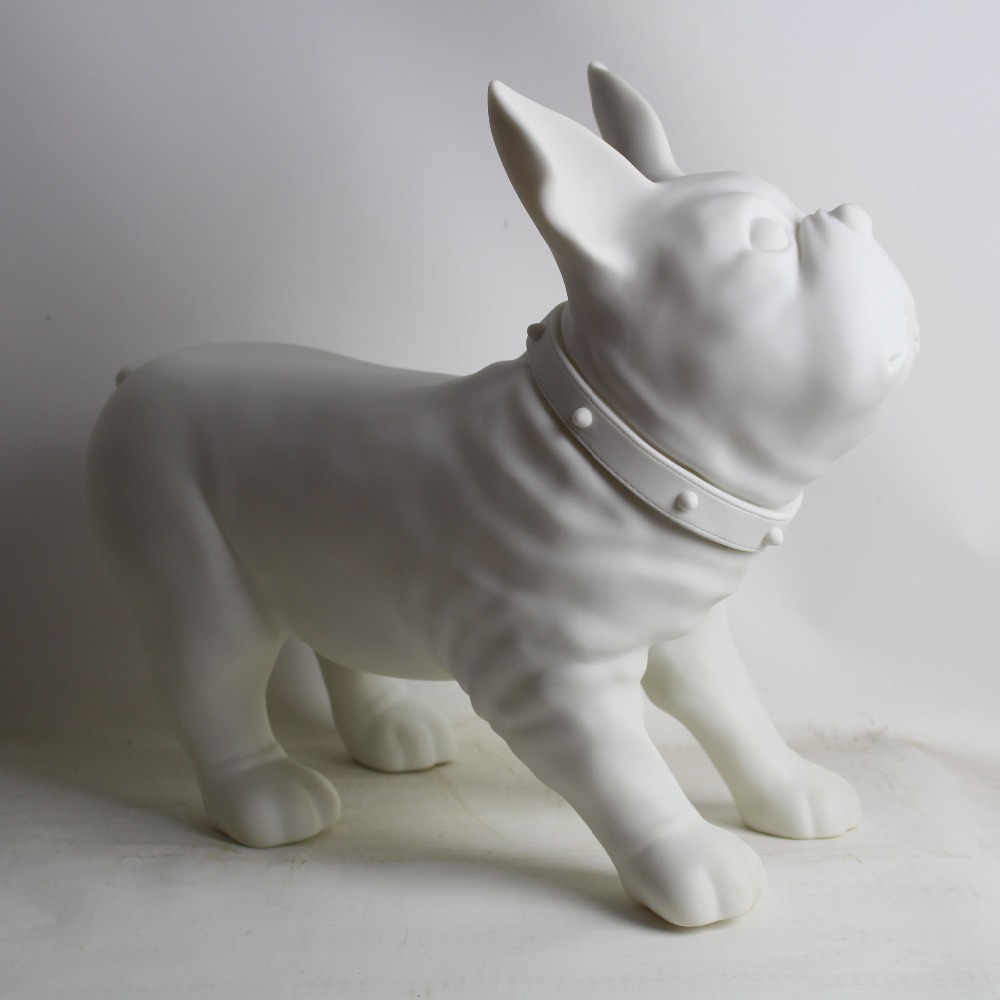 Maniquí de plástico blanco para perro Bulldog francés, venta para tienda de mascotas, exhibición