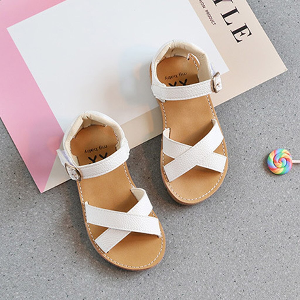 Summer Children Kids Girl Boy Outdoor Soft Cross Sandals Slippers Shoes Anti-Slip Hook & Loop Baby Shoes