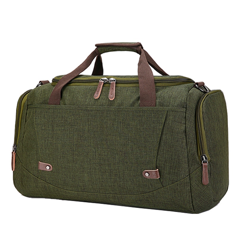 Retro Stijl Grote Capaciteit Canvas Business Travel Handtas Mannen Effen Kleur Vouwen Boarding Tas Grote Reistas: Army Green