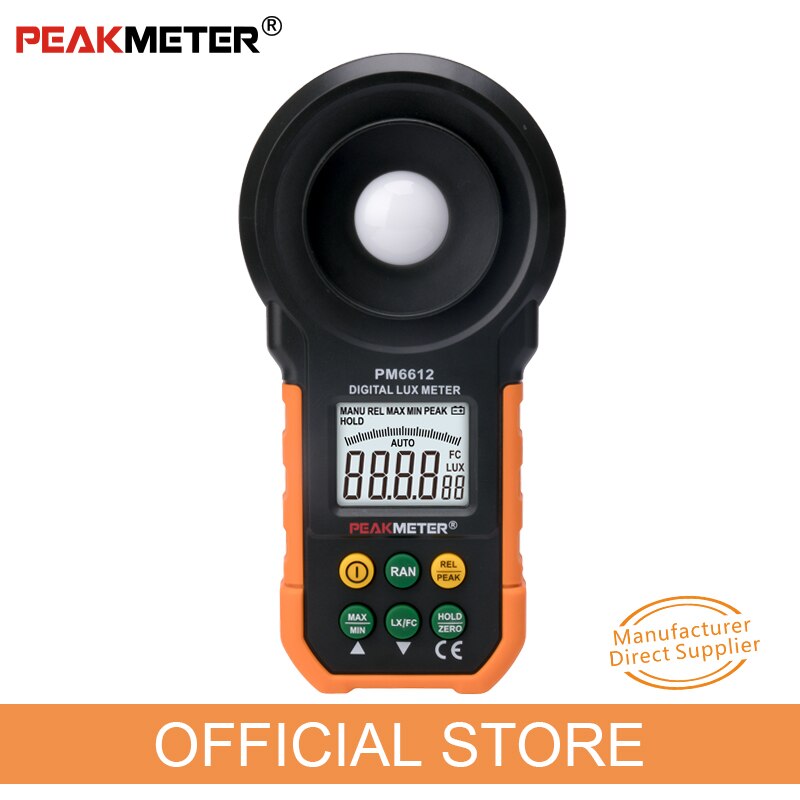 Official PEAKMETER PM6612 Digital Analog Bar Light Lux Meter 200000 lux Handheld Light Meter for Light Measuring