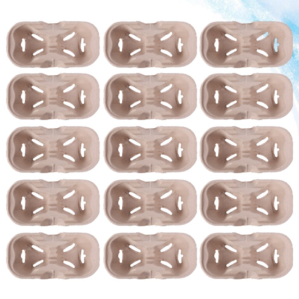 20PCS Disposable Paper Pulp Cup Tray Eco-friendly Paper Coffee Holder Takeout Coffee Milk Tea Paper Tray Portable 2 Cups Drink C: Default Title