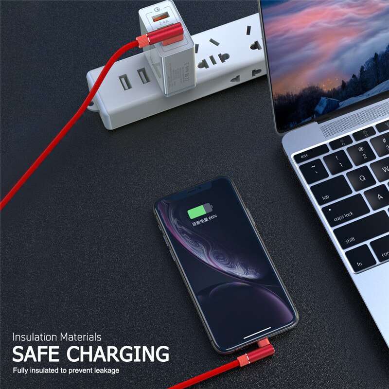 1 2 3 m 90 graden usb-gegevensopladerkabel voor iphone xs max xr  x 11 8 7 6 6s plus 5 5s ipad-snoer van oorsprong mobiele telefoon lang kort