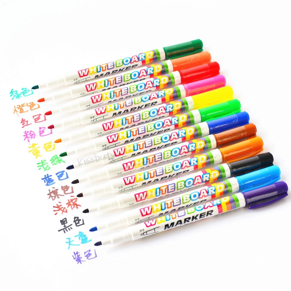 12 Kleuren Whiteboard Marker Pennen Vloeibaar Krijt Uitwisbare Glas Keramiek Kind Schrijven Maker Pen Kantoor School Supply Briefpapier