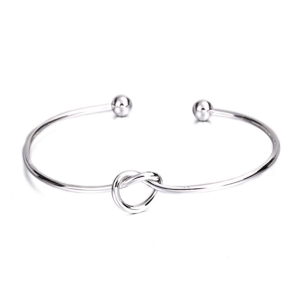 Knoten Manschette Armbänder & Armreifen Für Frauen Männer Charme Herz Schmuck Rose Gold Silber Farbe Paar Armbinde Armreif liebe: Silber-