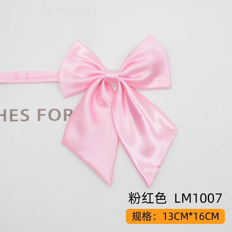Women Bowties Solid Color Large Bowknot Simulated Silk Butterfly Necktie Shirt Accessories Event Performance Bank Hotel Bow Ties: pink