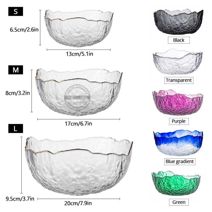 Glass Salad Bowl Tableware Fruit Vegetables Bowl Irregular Shape Phnom Penh Glass Bowl Kitchen Dinnerware
