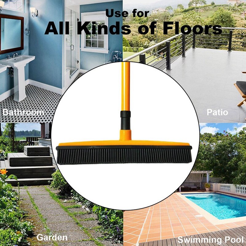 Rubber Bezem Huisdier Haar Pluisjes Verwijderen Apparaat Telescopische Haren Schoon Er Zuigmond Scratch Haren Lange Push Bezem