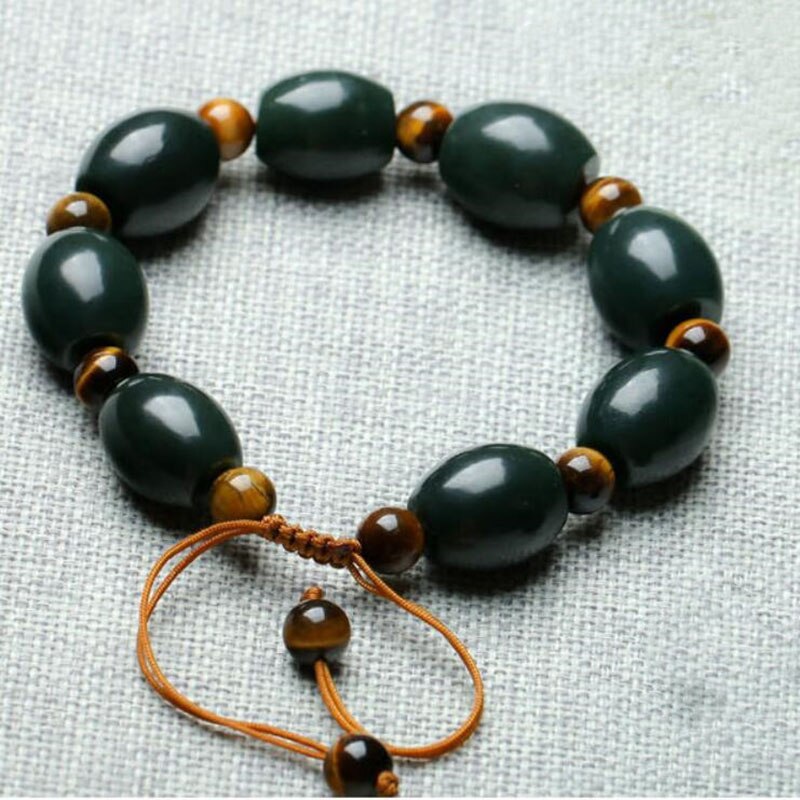 Natural Hetian Qingyu Lu lu tong Jade Bracelet Jewelry Fine Jewelry Lucky Exorcise evil spirits Auspicious Jade Bracelet