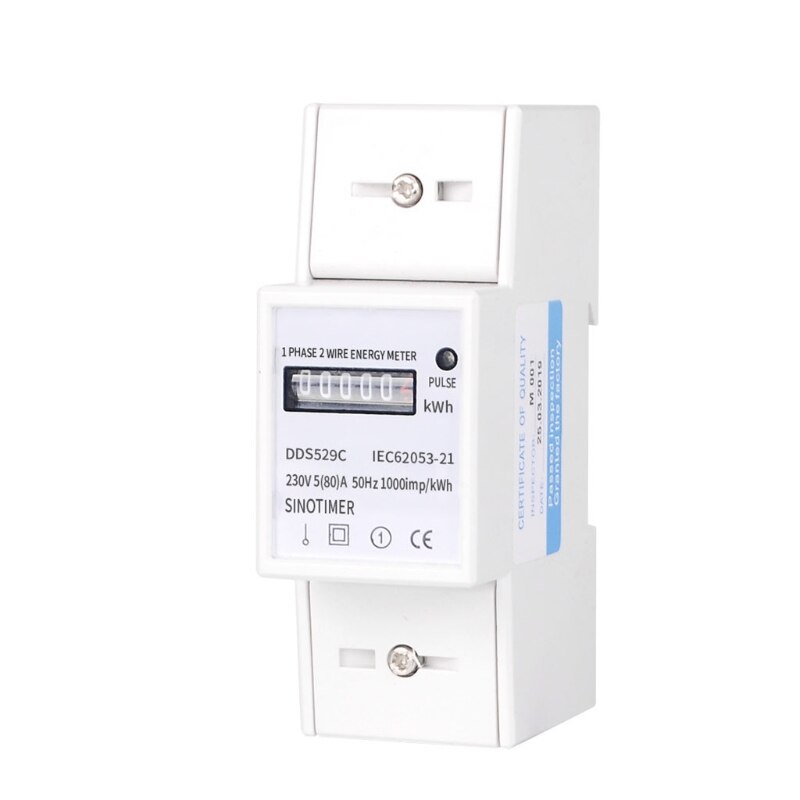Single Phase Energy Meter 230V 5(80) A Electric KWh Meter Watt Meter DIN-rail