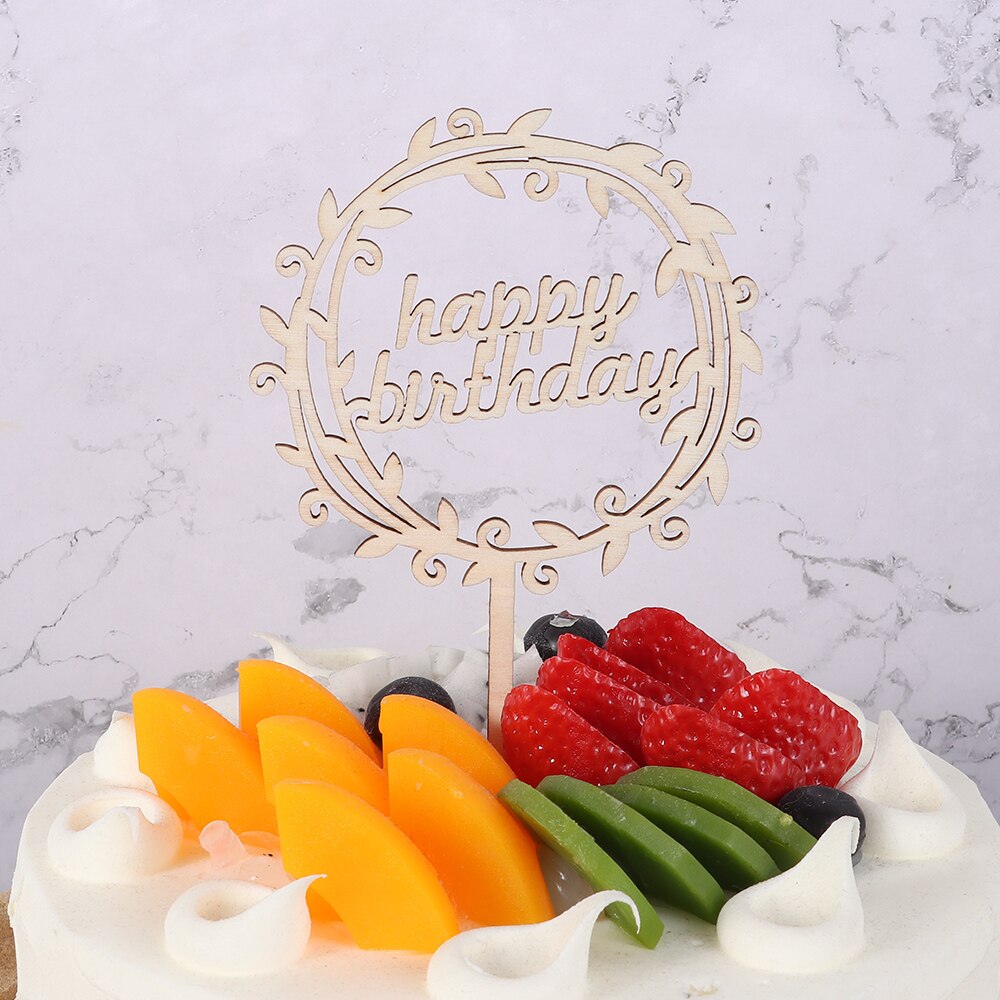 Puinen kakku silinteri hyvää syntymäpäivää vintage kakku koristeet suosii tarvikkeet maalaismainen häät kihlautumiskakku työkaluja