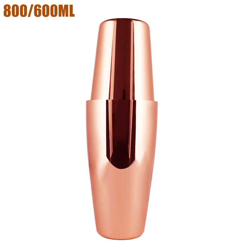 550ML/750ML Cocktail Shaker Mixer Stainless Steel Wine Boston Shaker Glass 400ml Bartender Drink Party Rose Gold Bar Tools: Rose Gold 800 600ML